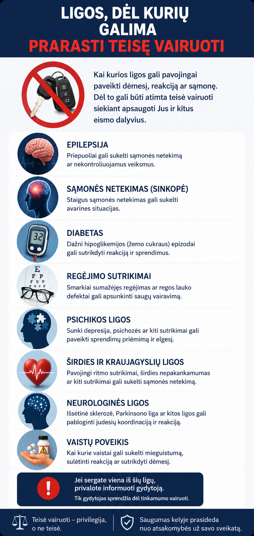 Ligos, dėl kurių galima prarasti teisę vairuoti